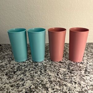 Tupperware Stacking Tumblers 12oz Smooth Sides Country Pastels Set of 4